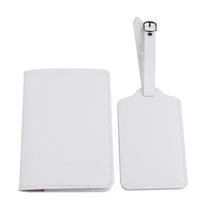 Solid Color Business Light Luxury Leather Luggage Tag, Travel Anti-lost Name ID Tag With Leather Passport Holder For Trip high quality